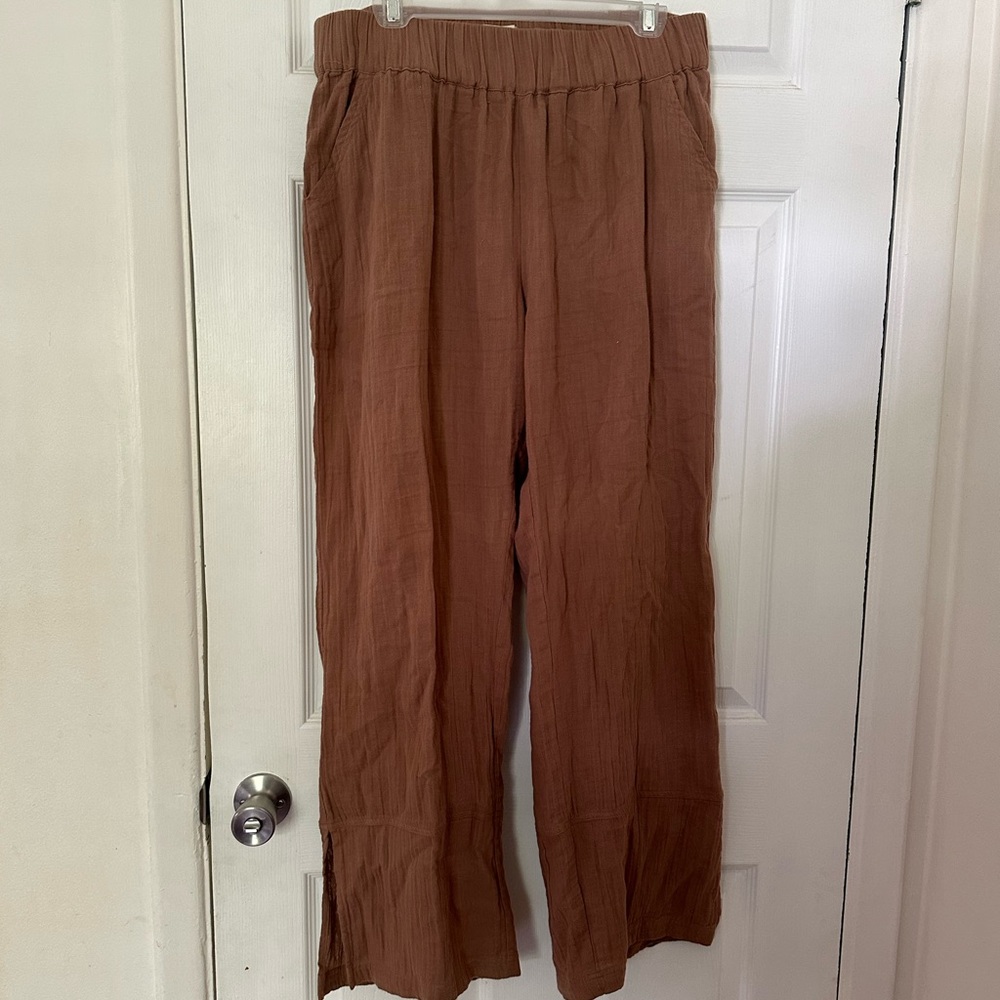 Pact organic cotton high rise gauze wide leg pants